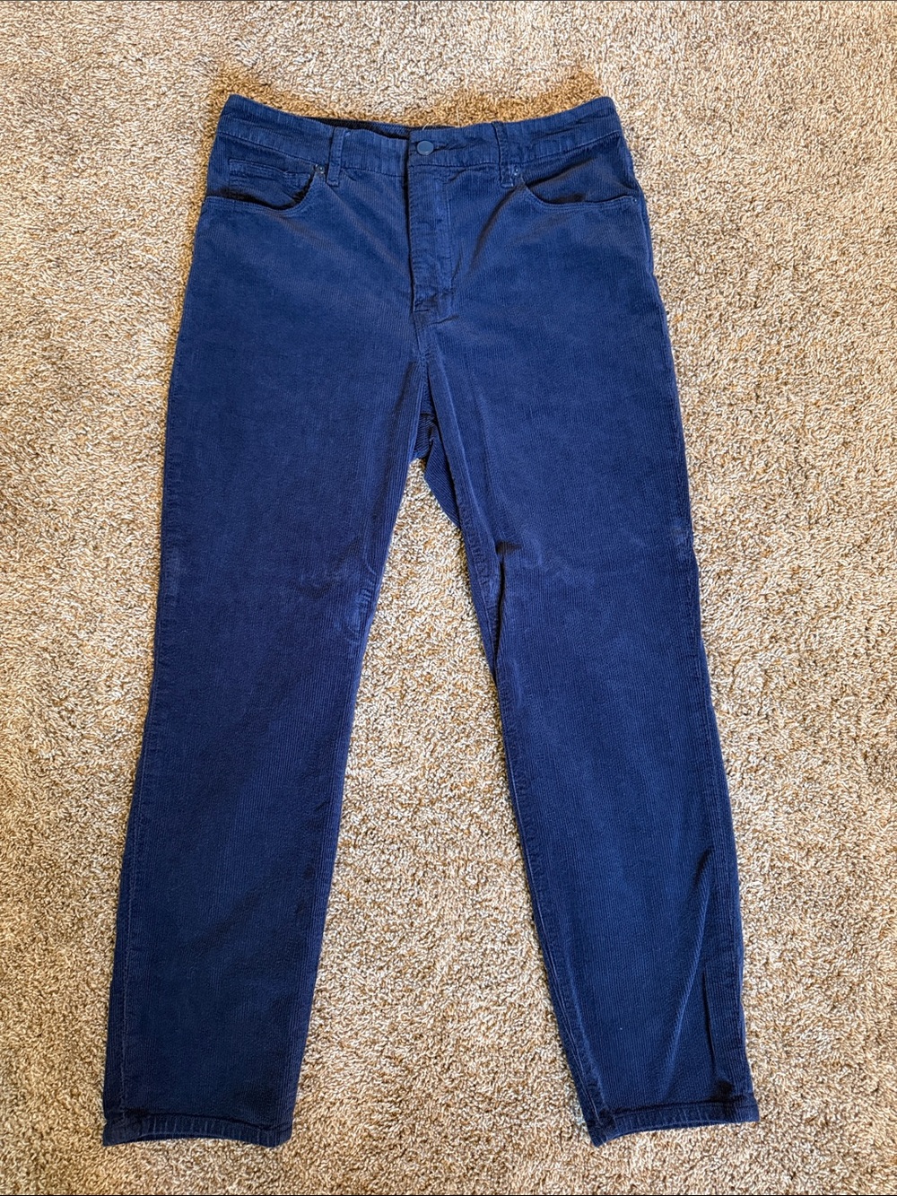 Good American Navy Corduroy Slim Trousers